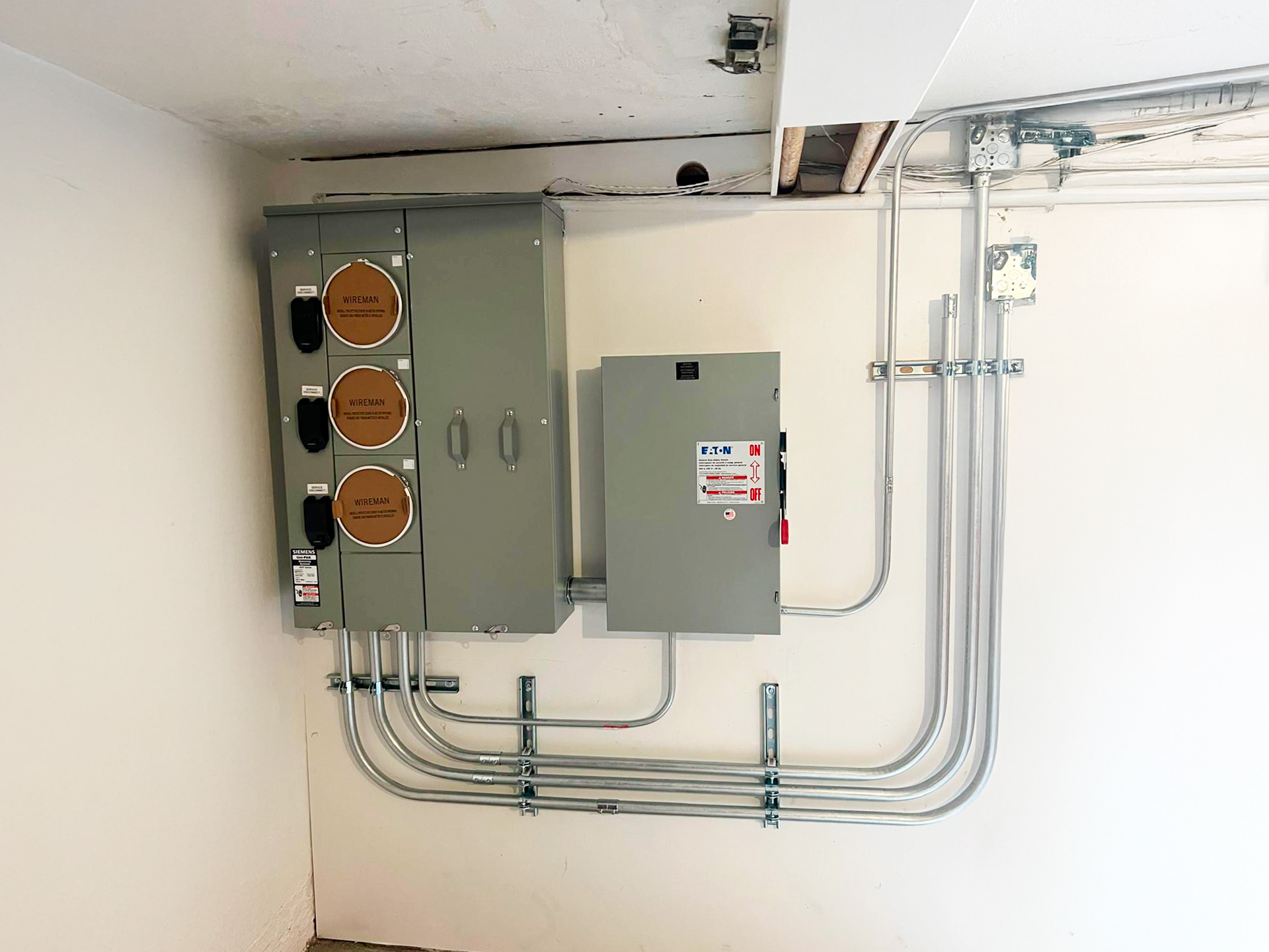 Commercial electrical wiring installation in office space